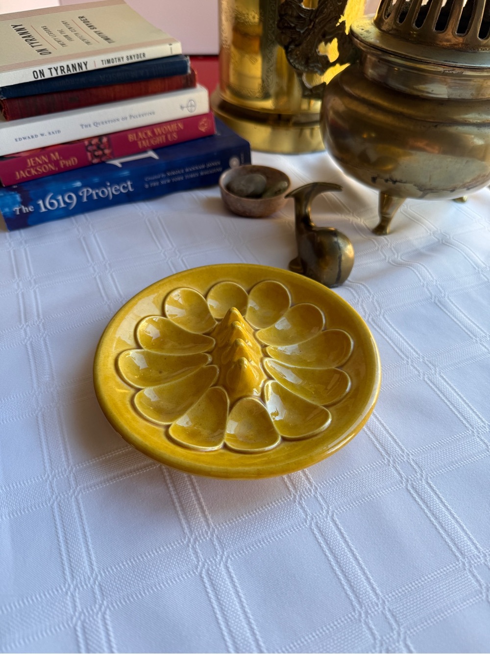 VTG MCM USA 627 Ashtray | Mustard Yellow